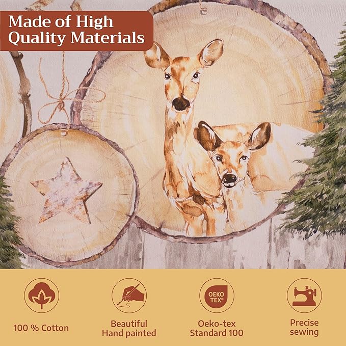Maison d' Hermine Table Cloth Rectangle Table 100% Cotton 60 x 120 Inches Fall Tablecloth Reusable Everyday Use for Thanksgiving Christmas Decorations Dining Farmhouse Party (Mountain Life)