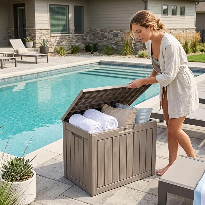 Outdoor Storage Box, 50 Gallon Waterproof Deck Box, Snap-Together Storage Bin - Image 9
