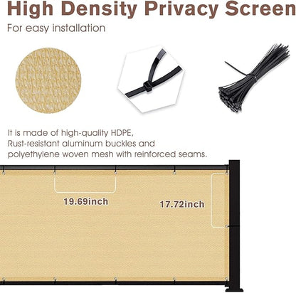 SUNNY GUARD 3.3'x19.7' Balcony Privacy Screen Fence, Apartments Railing Screen, Heavy Duty Wind Screen for Outdoor,Backyard,Patio,Deck Privacy（Sand Yellow）
