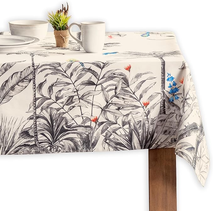 Maison d' Hermine Table Cloth Rectangle Table 100% Cotton 60 x 120 Inches Fall Tablecloth Reusable Everyday Use for Thanksgiving Christmas Decorations Dining Farmhouse Party (Amazonia)