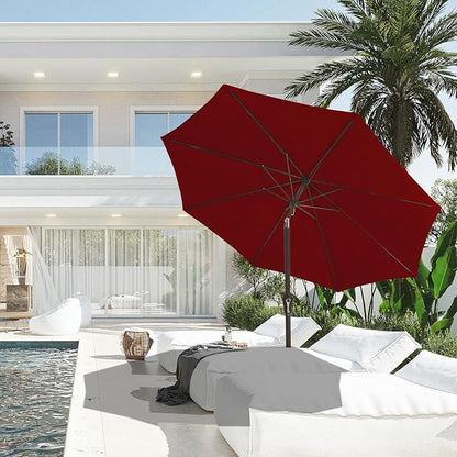 JEAREY 9FT Outdoor Patio Umbrella, Market Umbrella, Burgundy | Outdoor Table - Image 4