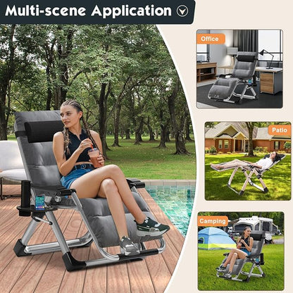MOPHOTO Zero Gravity Chair, Outdoor Padded Lounge Chair - Image 6