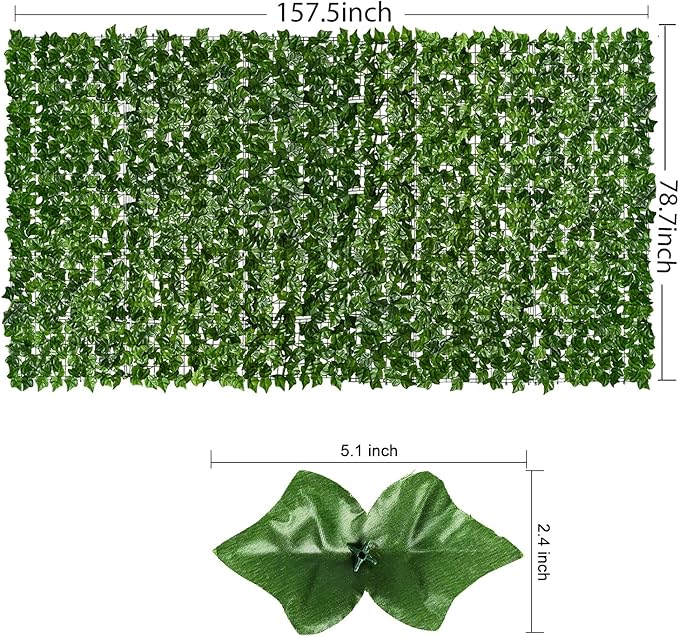 DearHouse Artificial Ivy Privacy Fence, 157.5x78.7inch Artificial Hedges Fence and Faux Ivy Leaf Decoration for Outdoor Decor, Home, Garden Decor