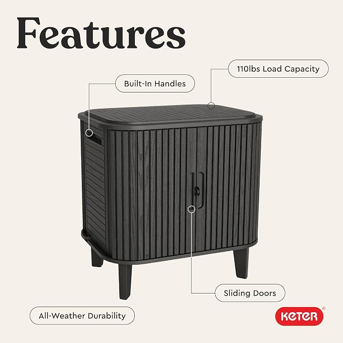 Keter Velo 30 Gallon Outdoor Storage Cabinet, Weather-Resistant Resin Deck Box - Image 4