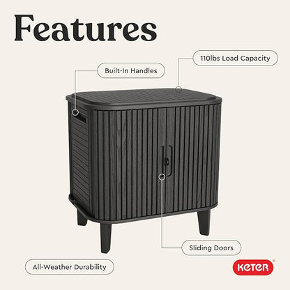 Keter Velo 30 Gallon Outdoor Storage Cabinet, Weather-Resistant Resin Deck Box - Image 4