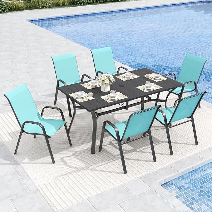 Patio Dining Chairs Set of 6 Outdoor Stackable Dining Chairs - Image 9