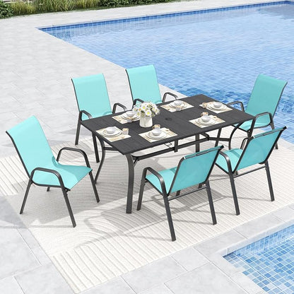 Patio Dining Chairs Set of 6 Outdoor Stackable Dining Chairs - Image 9