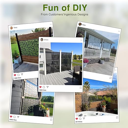 Casaphoria Metal Privacy Screen Outdoor, 72" H x 47" W Freestanding Decorative Privacy Screen for Patio Deck Balcony Garden with Stable Base, Black-Cecil