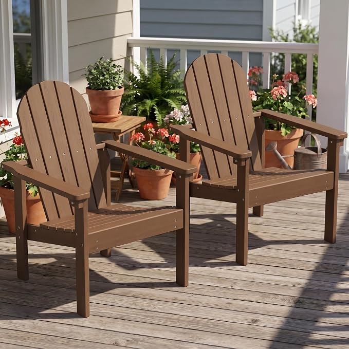 SERWALL HDPE Stackable Adirondack Chair, Space-Saving - Image 2