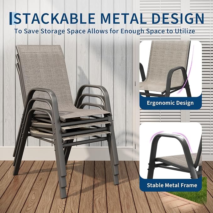 Stackable Outdoor Patio Dining Chairs Set of 4 – Heavy Duty, High Back - Image 4