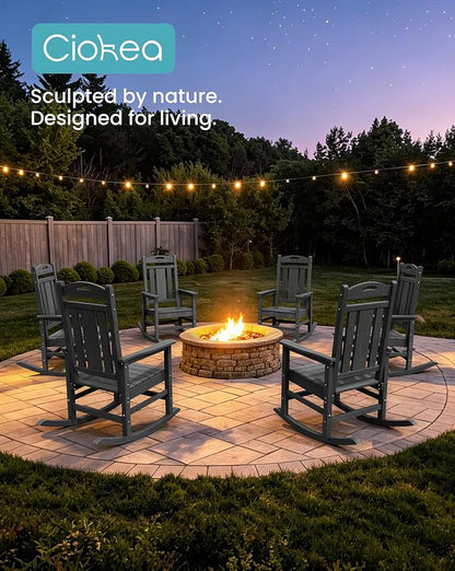 Oversized Outdoor Rocking Chairs Set of 6, 380lbs Heavy-Duty Large Patio Rocker - Image 4