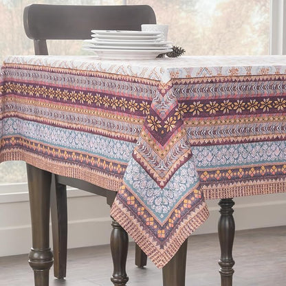 Maison d' Hermine Table Cloth Rectangle Table 100% Cotton 60 x 108 Inches Fall Tablecloth Reusable Everyday Use for Thanksgiving Christmas Decorations Dining Farmhouse Party (Fair Isle)