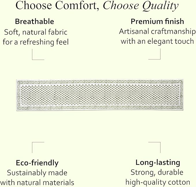 CPC Cotton Table Runner 16x60 Inch Block Printed Long Fall Table Runner for Dining Table, Card Table, Coffee Table, Wedding, Farmhouse & Outdoor Barbeque-Emerald Green