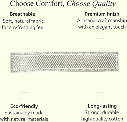 CPC Cotton Table Runner 16x72 Inch Block Printed Long Fall Table Runner for Dining Table, Card Table, Coffee Table, Wedding, Farmhouse & Outdoor Barbeque-Emerald Green