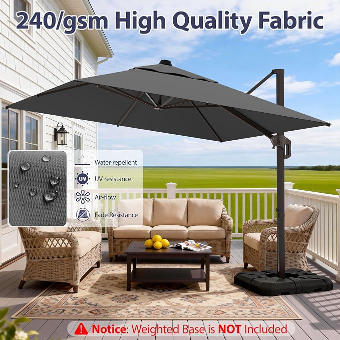 10' X 10' Patio Umbrella Cantilever Outdoor Rectangle Umbrella - Image 6