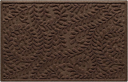 WaterHog Indoor/Outdoor Door Mat, 2' x 3', Made in USA, Durable & Skid-Resistant Front Door Rug, Decorative, Water-Trapping & Heavy-Duty Entryway Mat for Your Home, Boxwood Collection, Dark Brown