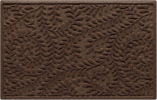 WaterHog Indoor/Outdoor Door Mat, 2' x 3', Made in USA, Durable & Skid-Resistant Front Door Rug, Decorative, Water-Trapping & Heavy-Duty Entryway Mat for Your Home, Boxwood Collection, Dark Brown