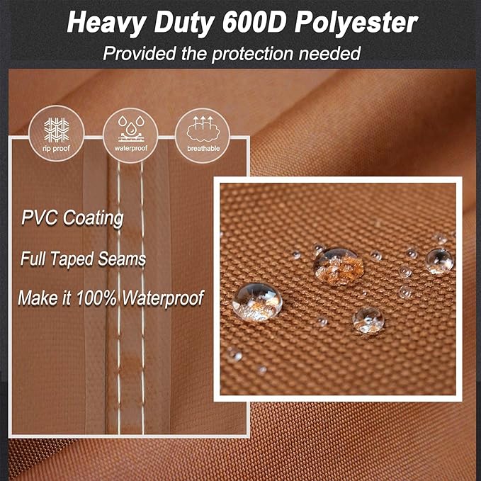 NettyPro Grill Cover Heavy Duty Waterproof 48 inch, Outdoor 2-3 Burners Gas BBQ Cover for Outside Weber, Char-Broil, Brinkmann, Nexgrill Barbecue, Brown