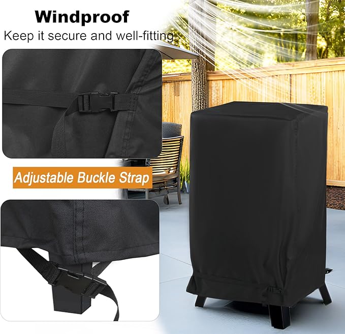 NetttyPro Electric Smoker Cover for Outside Masterbuilt Smoker 30 inch, Outdoor Waterproof Heavy Duty Square Vertical Small Grill Cover, 19" W x 18" D x 33" H, Black
