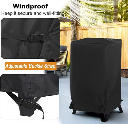 NetttyPro Electric Smoker Cover for Outside Masterbuilt Smoker 30 inch, Outdoor Waterproof Heavy Duty Square Vertical Small Grill Cover, 19" W x 18" D x 33" H, Black