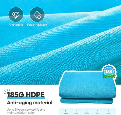 Quictent Sun Shade Sail for Patio w/Hardware Kit 185GSM 20x20ft Turquoise | - Image 2
