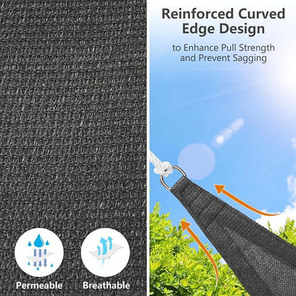 10' x 13' Rectangle Sun Shade Sail, 185 GSM HDPE, Dark Grey | 95% UV block - Image 3