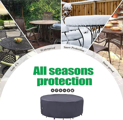F&J Outdoors Outdoor Patio Furniture Covers, Waterproof UV Resistant Anti-Fading Cover for Medium Round Table Chairs Set, Grey, 72" Dia x 27.5" H