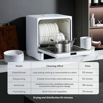 Countertop dishwasher, portable dishwasher, fully automatic, with 4 cleaning modes automatic water suction drying and disinfection functions can be connected to a faucet or bucket for use