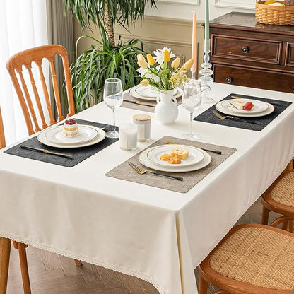 Romanstile Reversible Vinyl Placemats Set of 8, Faux Leather 100% Waterproof Oil-Proof Wipeable Place Mats, Heat Resistant Dual Sided Table Mats for Kitchen/Dining/Party (Grey Khaki, 12 x 17 Inch)