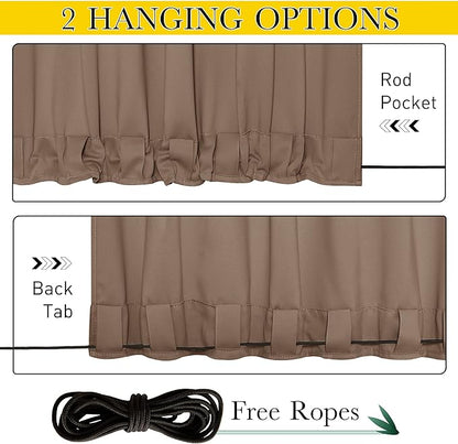 NICETOWN 2 Panels Outdoor Curtains Waterproof Bottom Fixed W46xL90 Tan | - Image 4