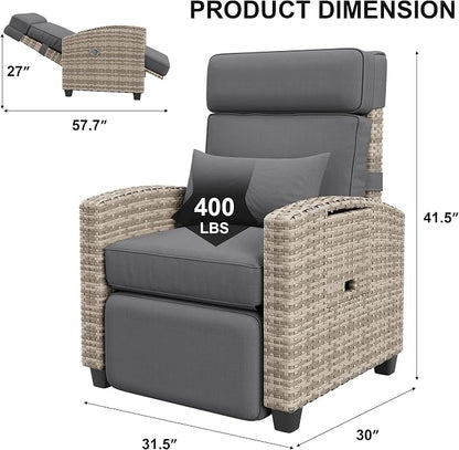 Outdoor Recliner Chair with Flip-Up Side Table & Linked Reclining Mechanism – - Image 2