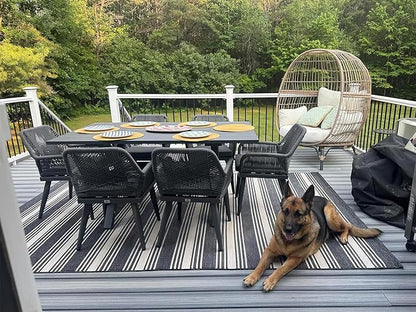 PURPLE LEAF 7 Pieces Outdoor Dining Set All-Weather PE Rattan Outdoor Patio Furniture Set with All Aluminum Frame Rectangular Table and Chairs Set for Lawn Garden Backyard Deck, Grey