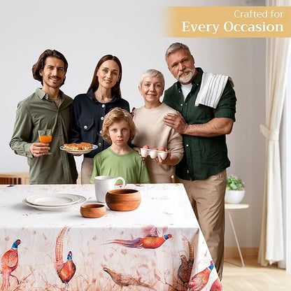 Maison d' Hermine Table Cloth Rectangle Table 100% Cotton 60 x 120 Inches Fall Tablecloth Reusable Everyday Use for Thanksgiving Christmas Decorations Dining Farmhouse Party (Faisan D'Automne)