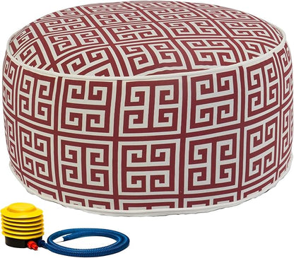 Kozyard Inflatable Ottoman Stool - Portable Round Pouf for Indoor/Outdoor Use - Perfect Small Foot Rest or Seating for Kids and Adults - Ideal for Camping or Home (Ruby Red)