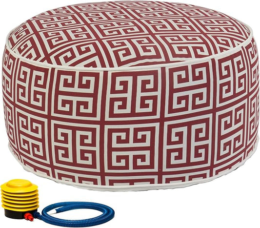 Kozyard Inflatable Ottoman Stool - Portable Round Pouf for Indoor/Outdoor Use - Perfect Small Foot Rest or Seating for Kids and Adults - Ideal for Camping or Home (Ruby Red)
