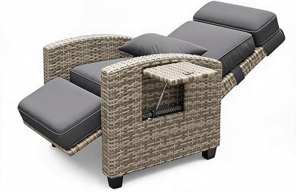 Recliner Chair Wicker, Adjustable Patio Lounge Chair, - Image 3