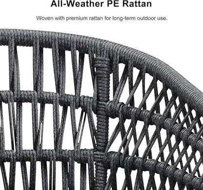 PURPLE LEAF Outdoor Dining Set All-Weather PE Rattan Patio Dining Furniture Set with All Aluminum Frame Rectangular Table and 6 Chairs Set for Lawn Garden Backyard Deck, Grey