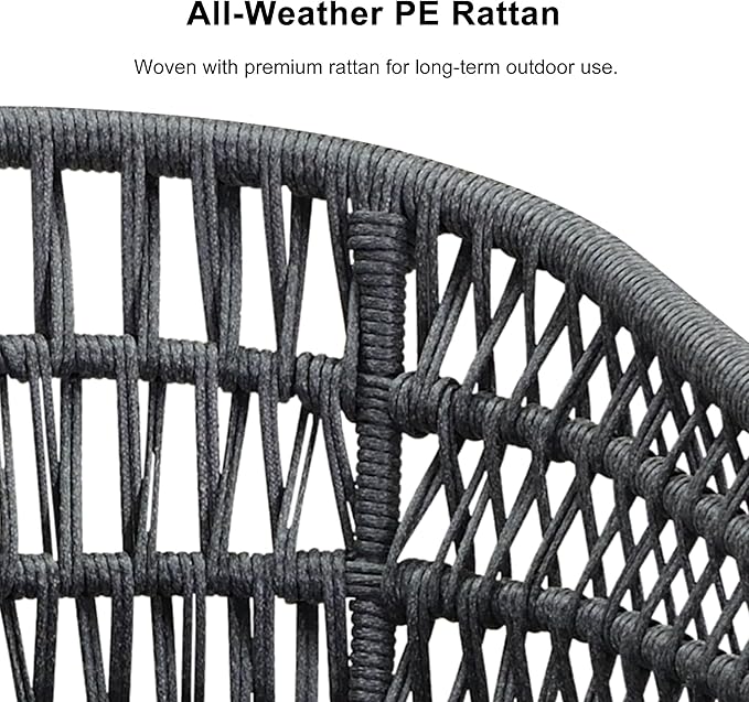 PURPLE LEAF 5 Pieces Outdoor Dining Set All-Weather PE Rattan Outdoor Patio Furniture Set with All Aluminum Frame Rectangular Table and Chairs Set for Lawn Garden Backyard Deck, Grey