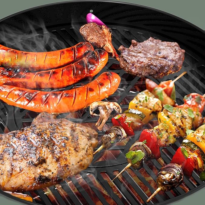 onlyfire Cast Iron Grill Grate Replacement Gourmet BBQ System for Weber 22inch Kettle Charcoal Grills