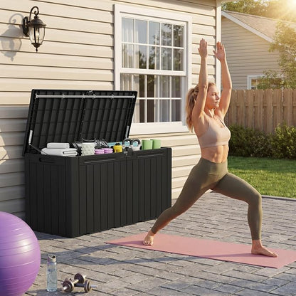 Devoko 100 Gallon Outdoor Storage Box, Waterproof Deck Box Lockable | Weather - Image 2
