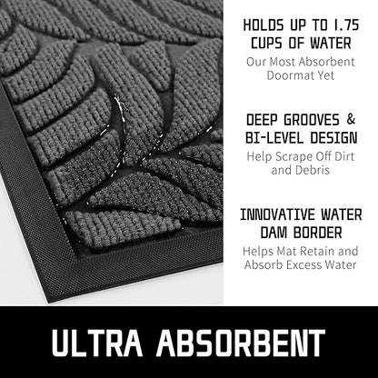 Yimobra 60x36 Large Door Mat Outdoor Indoor, All-Season Waterproof Door Mat Outside Entrance, All-Weather Non-Slip Outside Doormat for Garage Patio Entryway, Grey