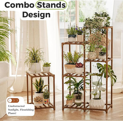 Bamworld Plant Stand Indoor Corner Plant Shelf Wood Plant Holder | - Image 2