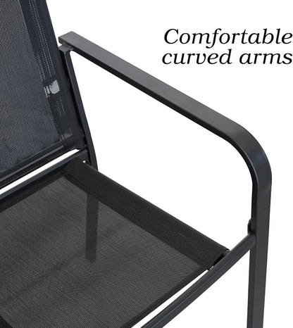 Anmutig Stackable Outdoor Dining Chairs Set of 6, Textilene Fabric, Breathable - Image 5