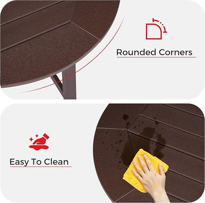 Costaelm Patio Bistro Table, 37" Counter Height Round Patio Cocktail Bar Table with Umbrella Hole, Outdoor Bistro Dining Pub Table for Front Porch Deck Backyard Garden, Dark Brown