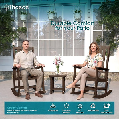 THOEOE Outdoor Rocking Chairs Set of 8, Oversized Patio Rocking Chair | HDPE - Image 2