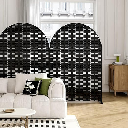 Casaphoria 72" H x 47" W Arched Metal Privacy Screen - Elegant Freestanding Outdoor Screen for Deck, Patio & Balcony - Versatile Decorative Privacy Panels for Home & Garden Use (Black-Brick)