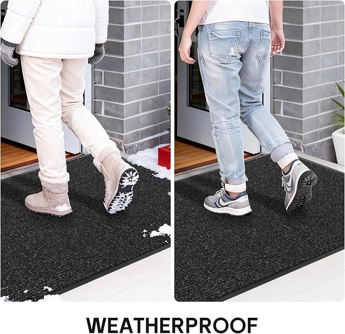 Front Door Mat Indoor Outdoor Entrance, 30" x 72" All-Season Heavy Duty Waterproof Doormat, Non-Slip Absorbent Entryway Mat, Easy to Clean, Low Profile Commercial Floor Mat for Indoor Outdoor