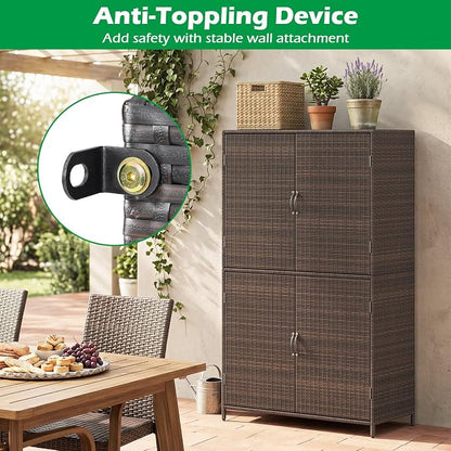Tangkula Rattan Outdoor Storage Cabinet - Image 7