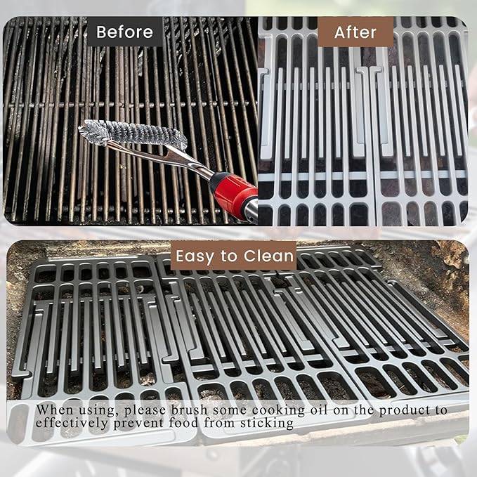 PCBZ0A (3-Pack) 6 1/4 inch wide Adjustable Cast Iron Cooking Grate Replacement for BBQ Grills Gas Eletric Grills, Universal Cooking Grids Extend from 14" up to 20" L
