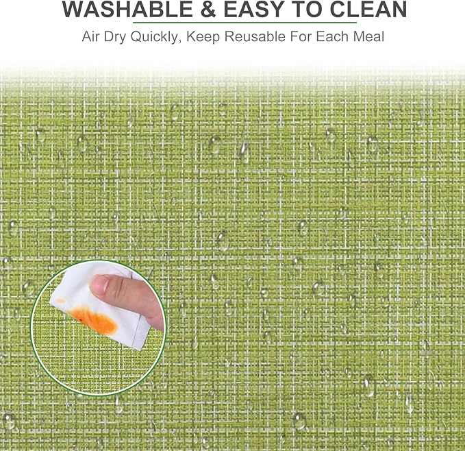 BETEAM Placemats Set of 6, Woven Vinyl Placemat for Dining Table Washable Wipeable Kitchen Place Mats Durable Indoor Outdoor Table Mats